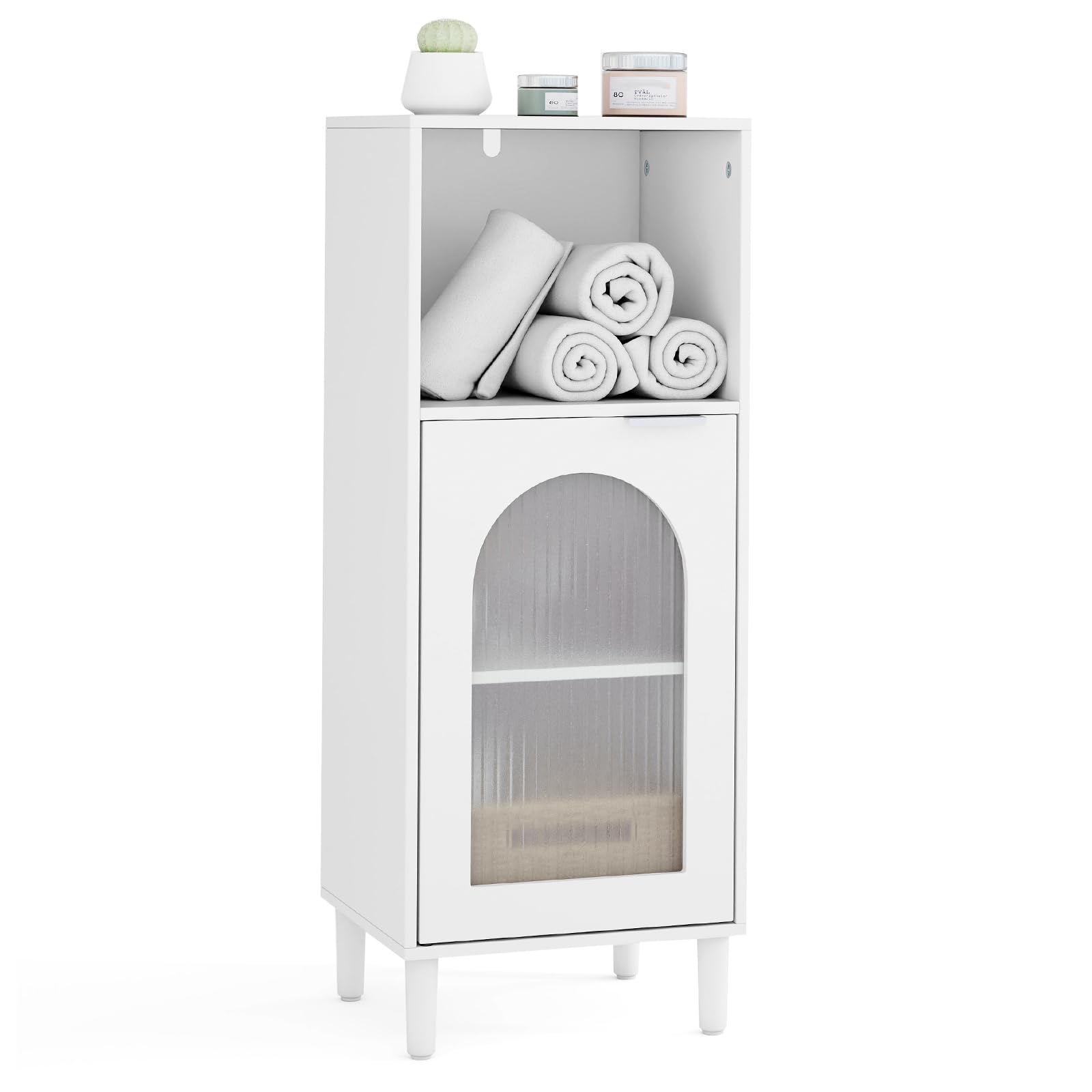 Tangkula Bathroom Floor Cabinet with Adjustable Shelf